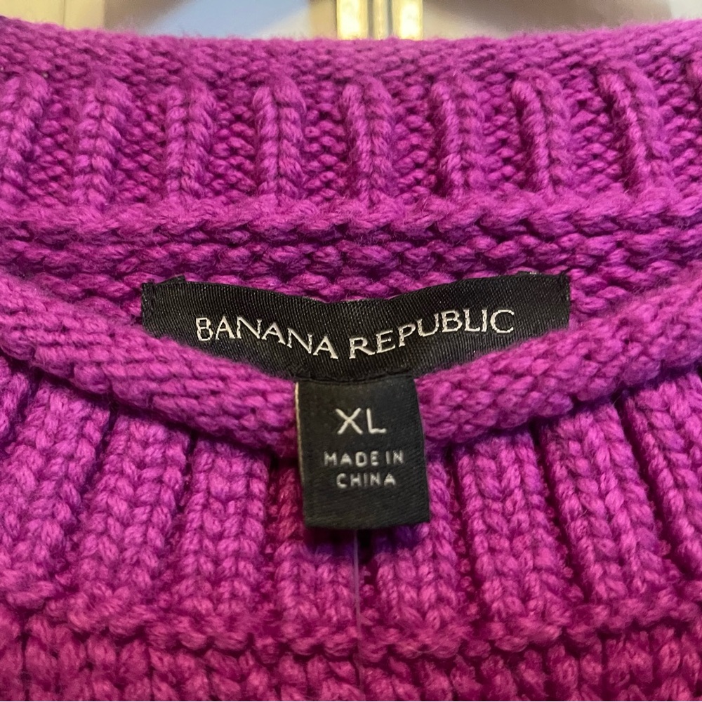 🩷 NWT Banana Republic Women's Cable Knit Sweater-Vibrant Purple/Magenta